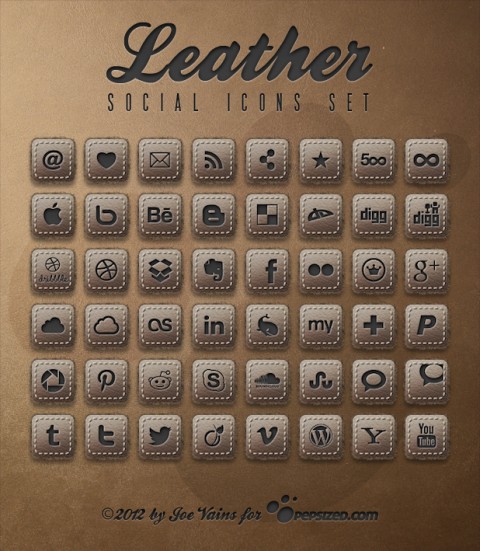Leather Social Icon Set