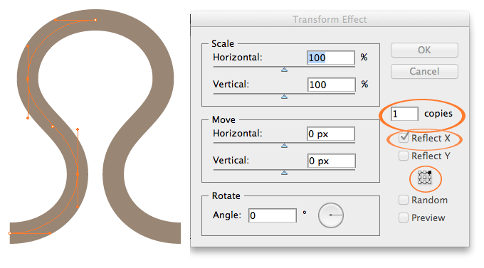 Create a vector knitting pattern step 1