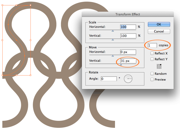 Create a vector knitting pattern step 3